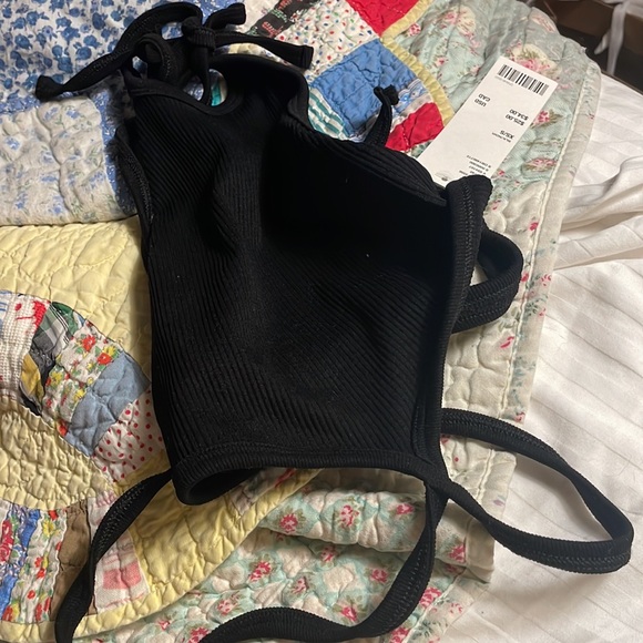SOLD Urban Outfitters Out From Under XS/S Black Strappy Crop Top Cut outs - Picture 7 of 8